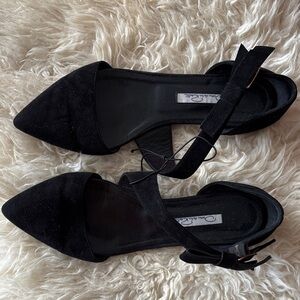 D’orsay oscar de la renta Black leather suede Women's Shoes